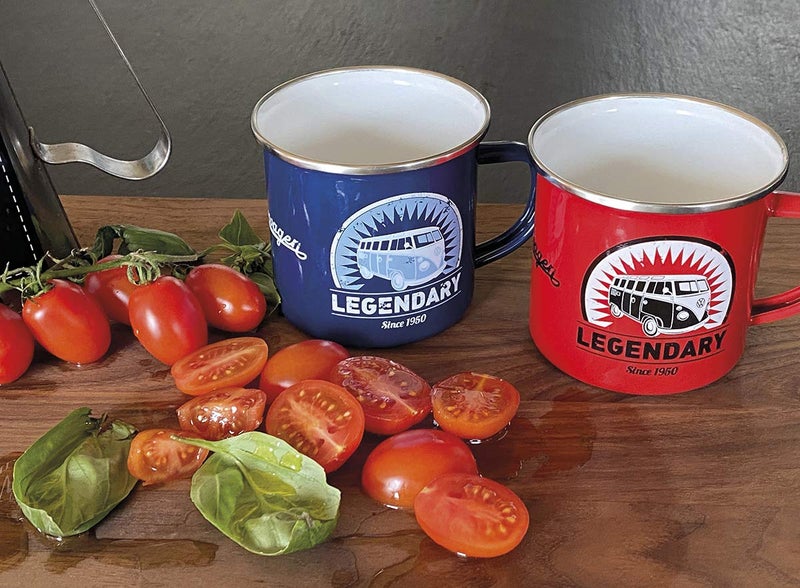 BRISA VW Collection - Volkswagen 2-piece Enamel CoffeeTea Mug Cup Set for Camping & Outdoor T1 Bus (Legendary/Red&Blue) (11.8 fl oz) - Image 5